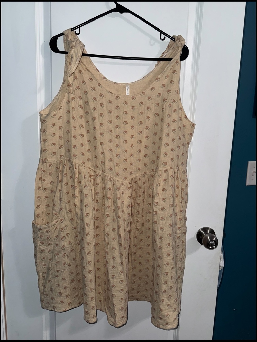 Rylee + Cru Tan Floral Tie-Shoulder Maxi Dress